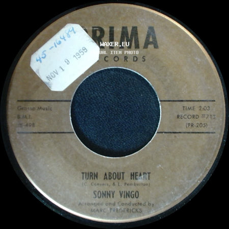 Sonny Vingo - Turn About Heart / Down There side A