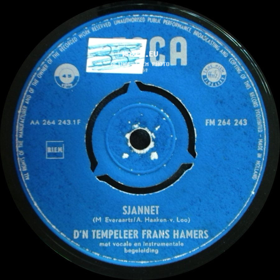 D'n Tempeleer Frans Hamers - Menier D'n Deender / Sjannet side B