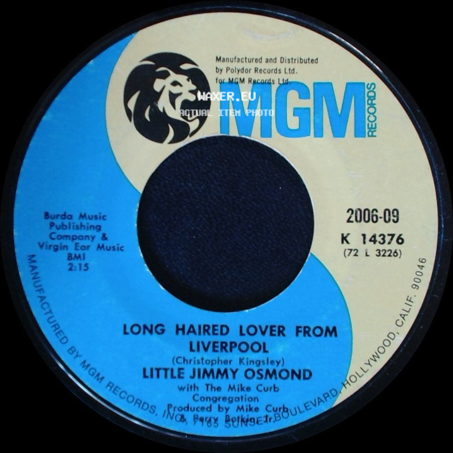 Little Jimmy Osmond - Long Haired Lover From Liverpool / Mother Of Mine side A