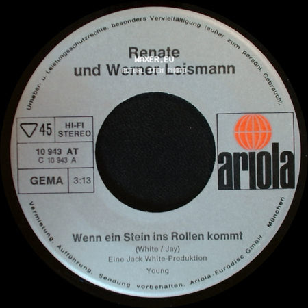 Renate Und Werner Leismann - Kein Edelstein / Wenn Ein Stein Ins Rollen Kommt side B