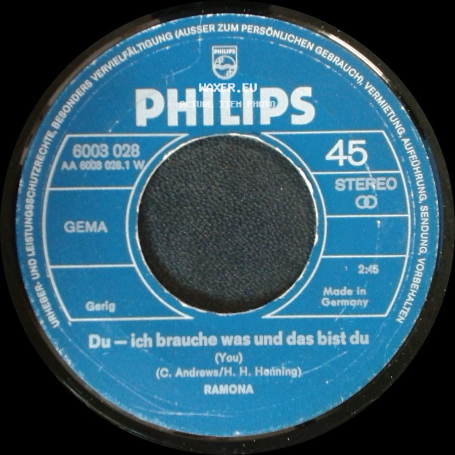 Ramona - Du -- Ich Brauche Was Und Das Bist Du / Liebe Ist Ein Schönes Spiel side A