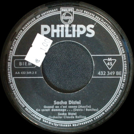 Sacha Distel - Quand On S'est Connu / Ce Serait Dommage... / Scoubidou (Distel / Tézé) / Et Que Ça Dure side A