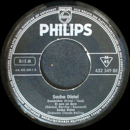 Sacha Distel - Quand On S'est Connu / Ce Serait Dommage... / Scoubidou (Distel / Tézé) / Et Que Ça Dure side B