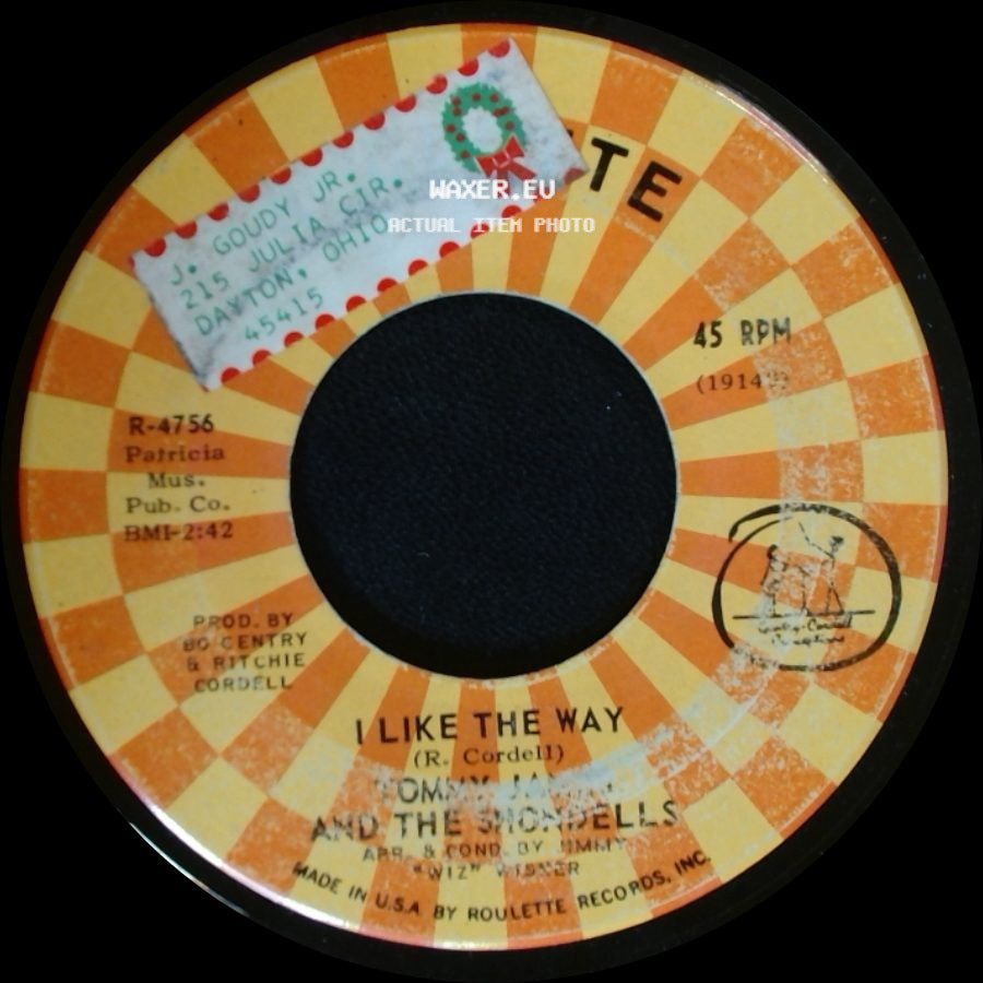 Tommy James And The Shondells - I Like The Way / (Baby) Baby I Can't Take It No More side A