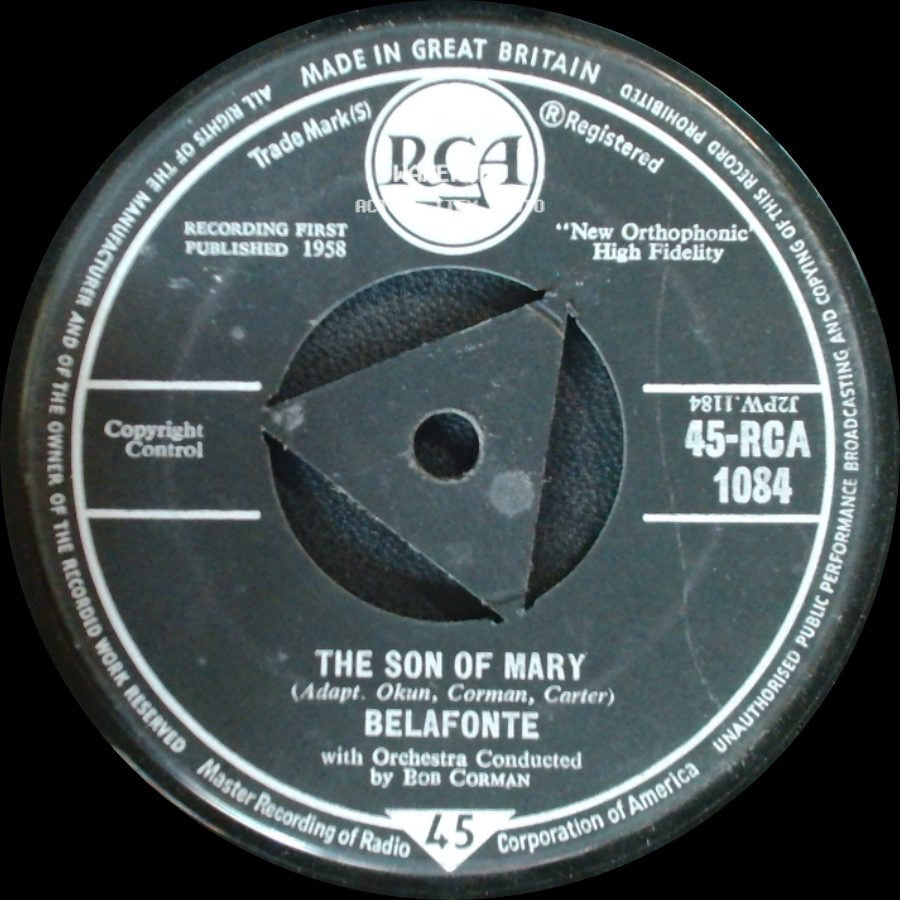 Belafonte - I Heard The Bells On Christmas Day / The Son Of Mary side B