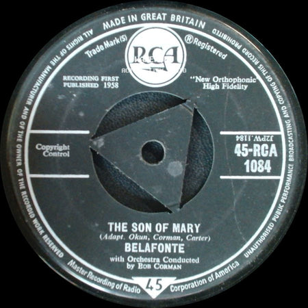 Belafonte - I Heard The Bells On Christmas Day / The Son Of Mary side B