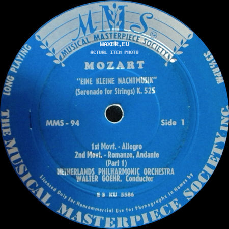 Mozart - Eine Kleine Nachtmusik (Serenade For Strings) K. 525 / "Eine Kleine Nachtmusik" (Serenade For Strings) K. 525 side A