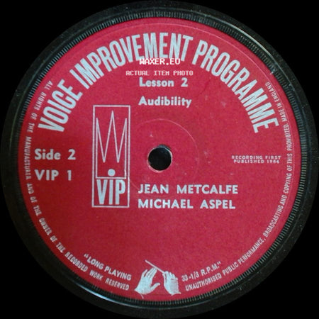 Jean Metcalfe, Michael Aspel - Lesson 1 Quality Of Voice / Lesson 2 Audibility side B