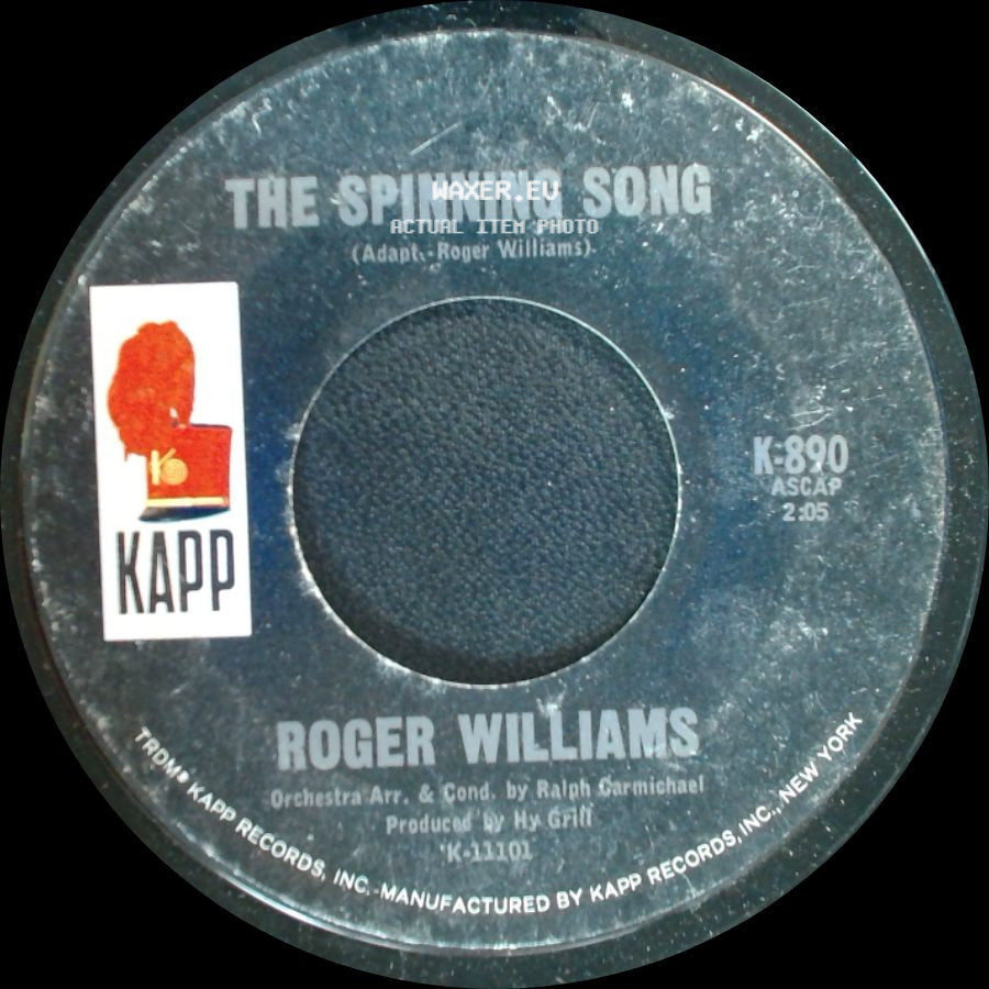 Roger Williams - The Glory Of Love / The Spinning Song side B