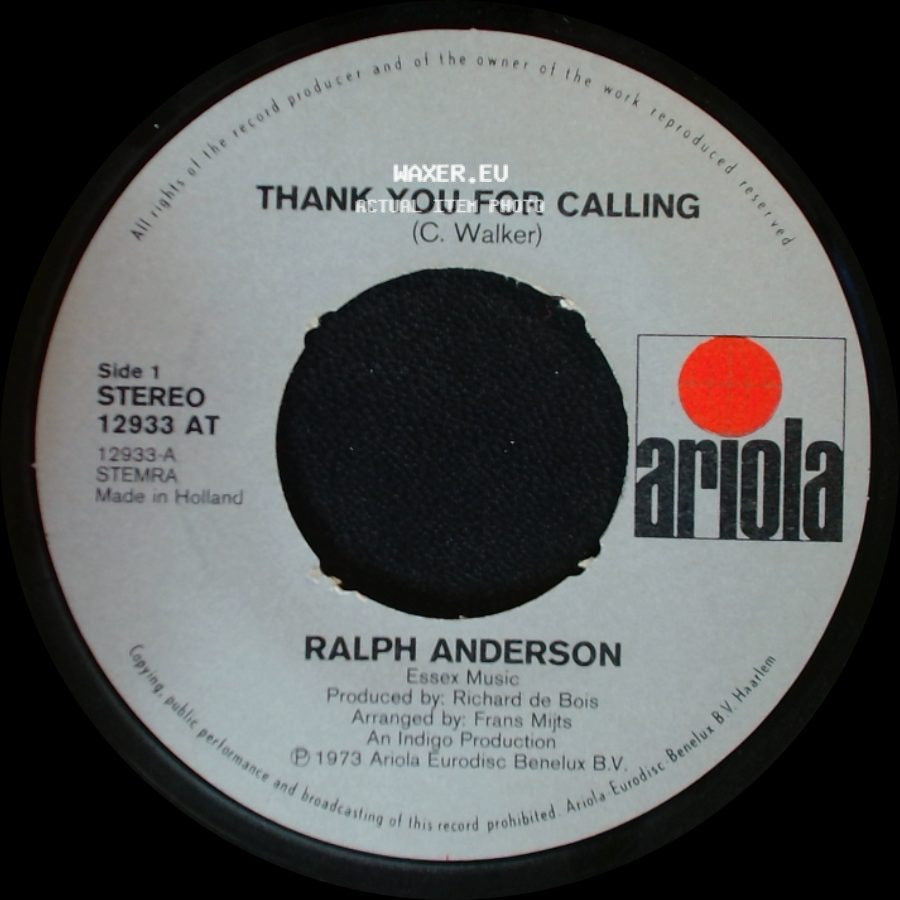 Ralph Anderson - Thank You For Calling / I Don't Need Nobody Else side A