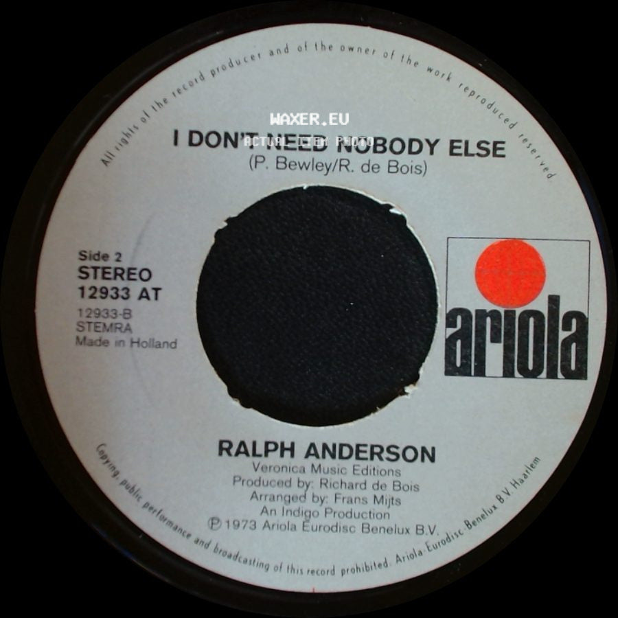 Ralph Anderson - Thank You For Calling / I Don't Need Nobody Else side B