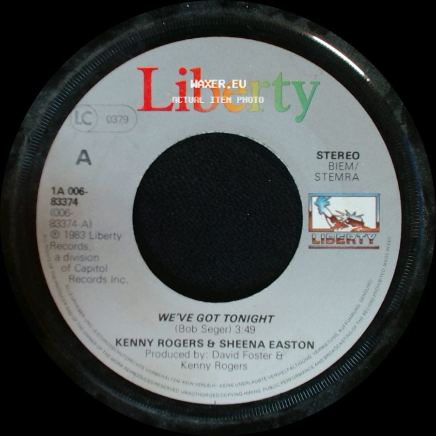 Kenny Rogers / Kenny Rogers & Sheena Easton - You Are Beautiful / We've Got Tonight side B