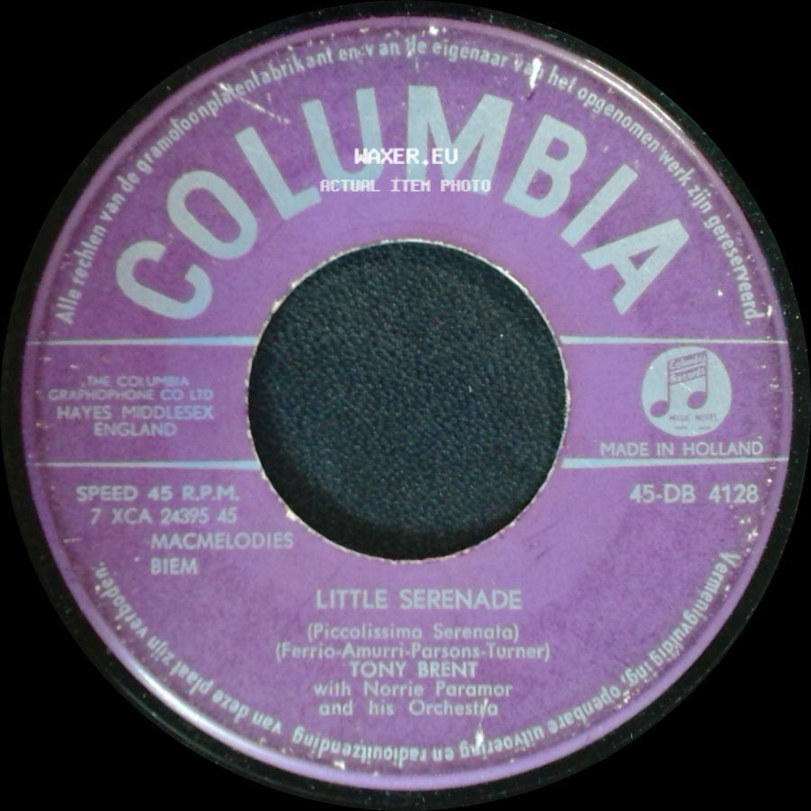 Tony Brent With Norrie Paramor And His Orchestra / Tony Brent - Little Serenade / Chanson D'amour (Song Of Love) side A