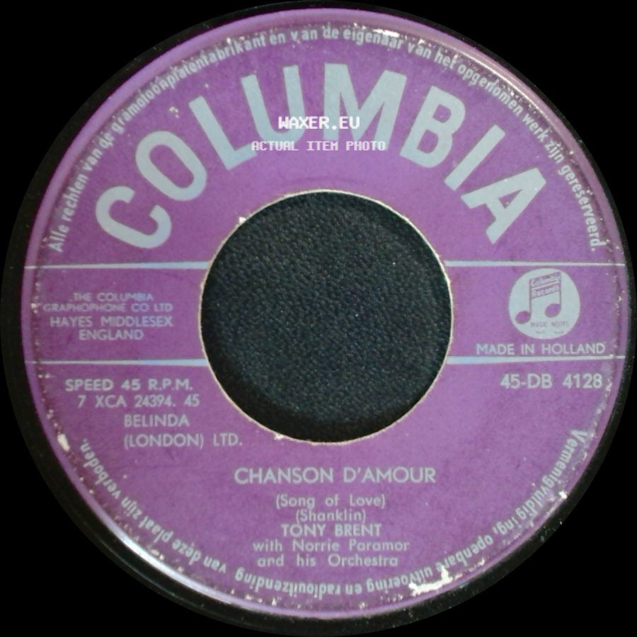 Tony Brent With Norrie Paramor And His Orchestra / Tony Brent - Little Serenade / Chanson D'amour (Song Of Love) side B