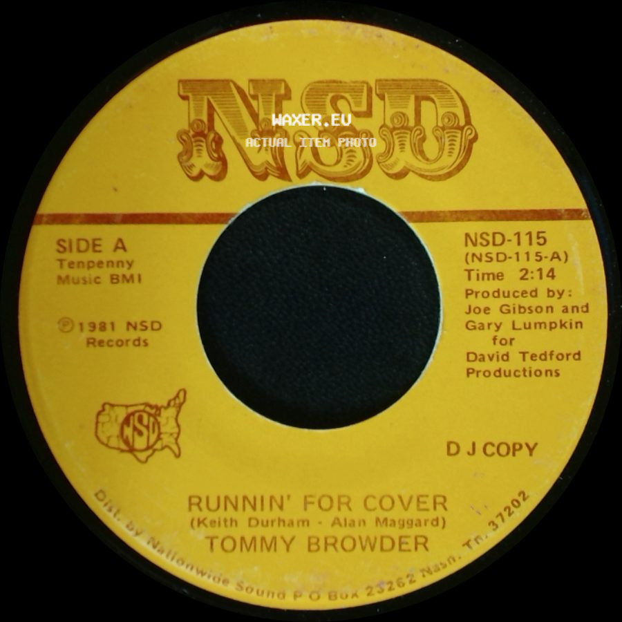 Tommy Browder - Runnin' For Cover / She Never Stayed Long Enough side A