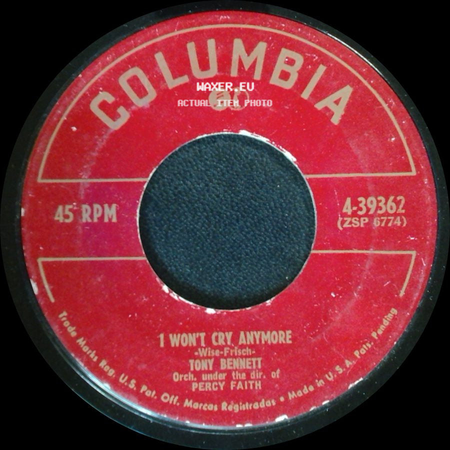 Tony Bennett - I Won't Cry Anymore / Because Of You side A