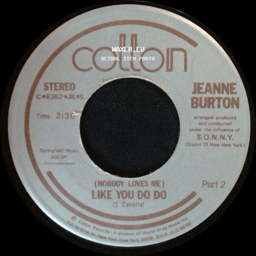Jeanne Burton - (Nobody Loves Me) Like You Do Do / (Nobody Loves Me) Like You Do Do side B