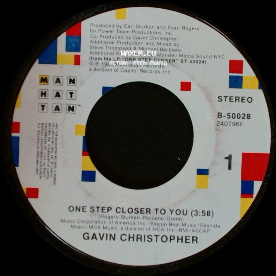 Gavin Christopher - One Step Closer To You (Instrumental) / One Step Closer To You side B