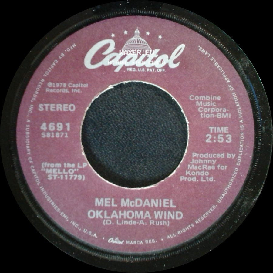 Mel Mcdaniel - Love Lies / Oklahoma Wind side B