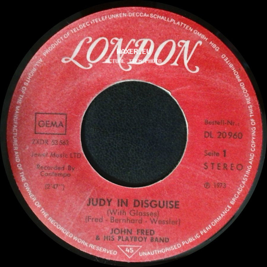 John Fred & His Playboy Band - Judy In Disguise (With Glasses) / When The Lights Go Out side A