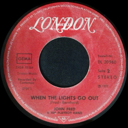 John Fred & His Playboy Band - When The Lights Go Out / Judy In Disguise (With Glasses) side A