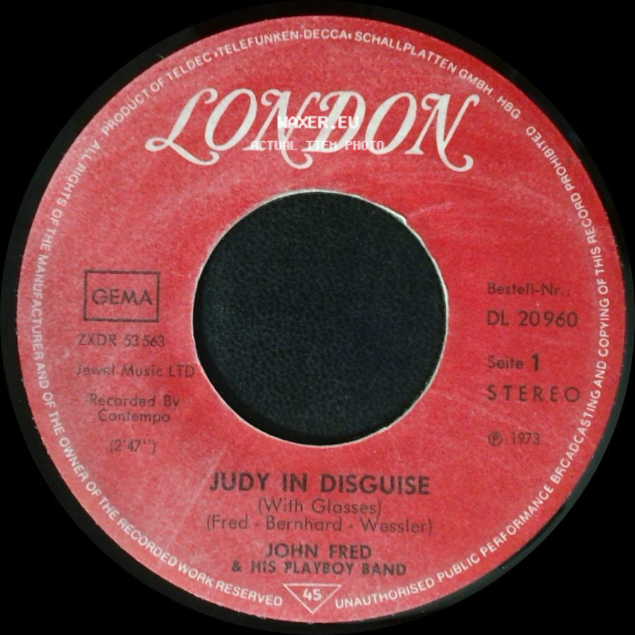 John Fred & His Playboy Band - When The Lights Go Out / Judy In Disguise (With Glasses) side B