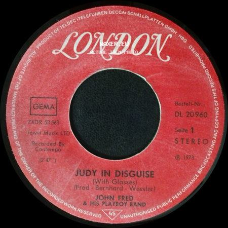 John Fred & His Playboy Band - When The Lights Go Out / Judy In Disguise (With Glasses) side B