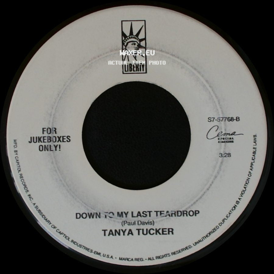 Tanya Tucker - Down To My Last Teardrop / If Your Heart Ain't Busy Tonight side A