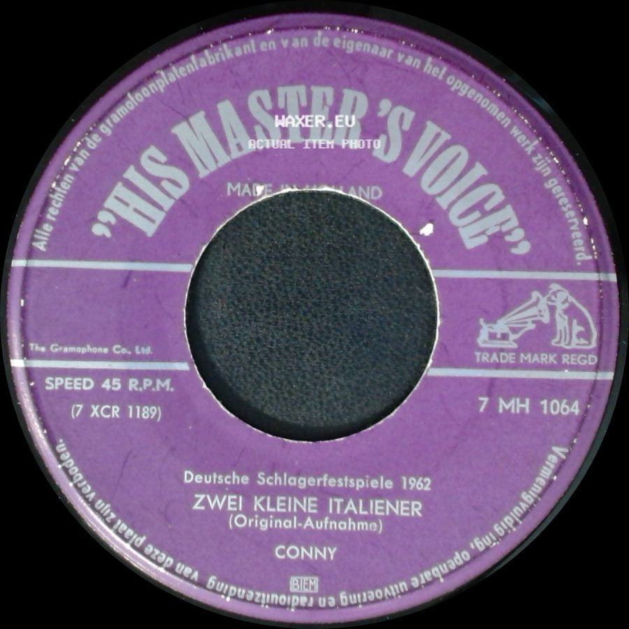 Conny - Hallo, Hallo, Hallo / Zwei Kleine Italiener (Original-Aufnahme) side B