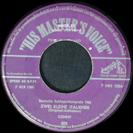 Conny - Hallo, Hallo, Hallo / Zwei Kleine Italiener (Original-Aufnahme) side B