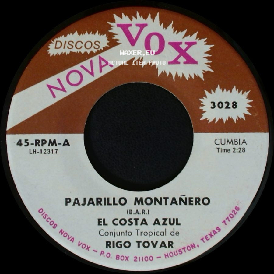 Rigo Tovar / El Costa Azul Conjunto Tropical De Rigo Tovar - El Dia Que Seas Para Mi / Pajarillo Montañero side B