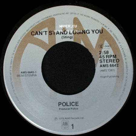 Police - Dead End Job / Can't Stand Losing You side B