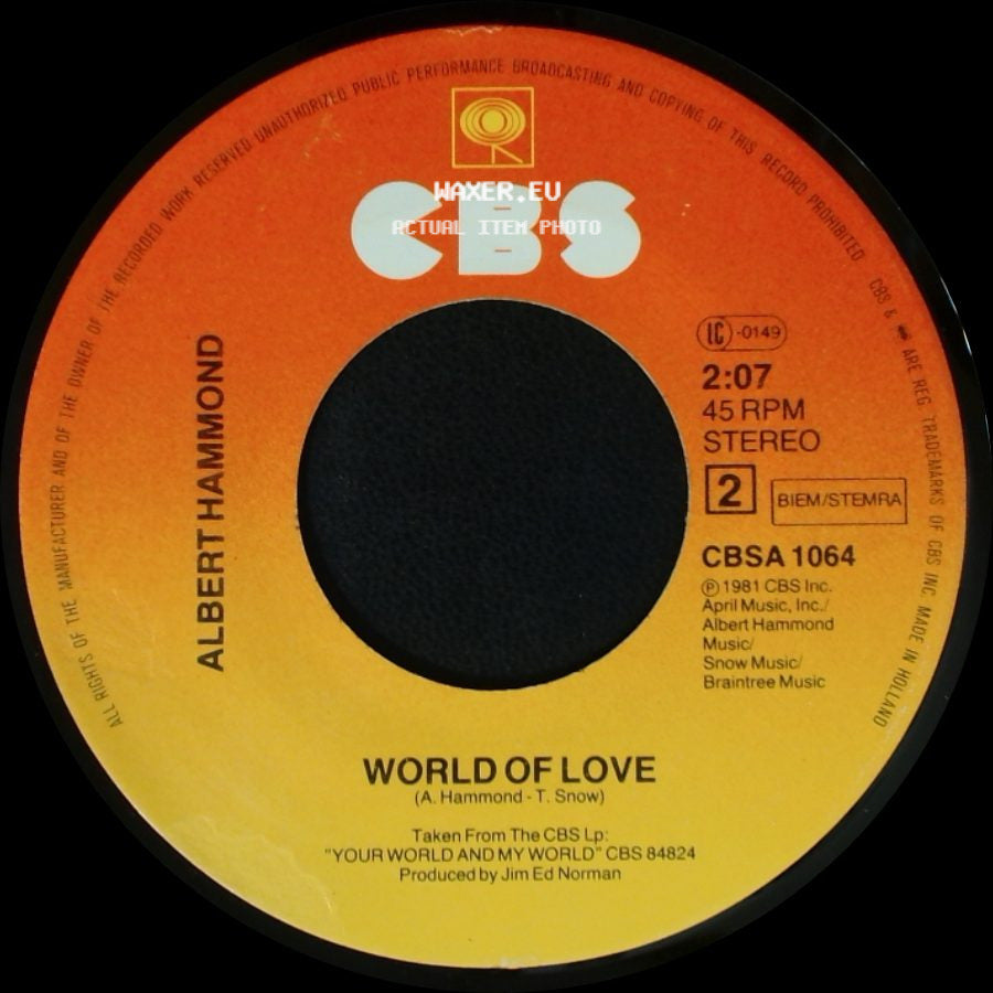 Albert Hammond - When I'm Gone / World Of Love side B