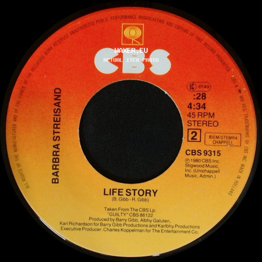 Barbra Streisand / Barbra Streisand & Barry Gibb - Life Story / Guilty side A