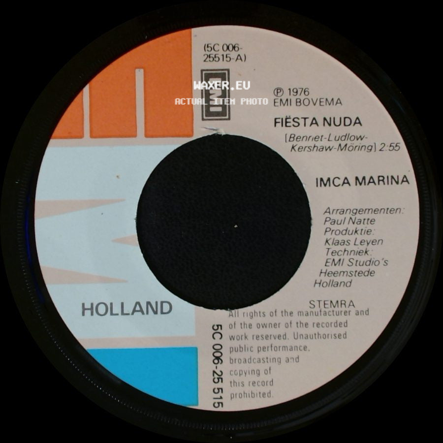 Imca Marina - Zon, Zomer En Amore / Fièsta Nuda side B