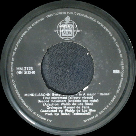 Waldo De Los Rios - Unknown Title A / Mendelssohn Symphony No 4 In A Major 'italian' side B