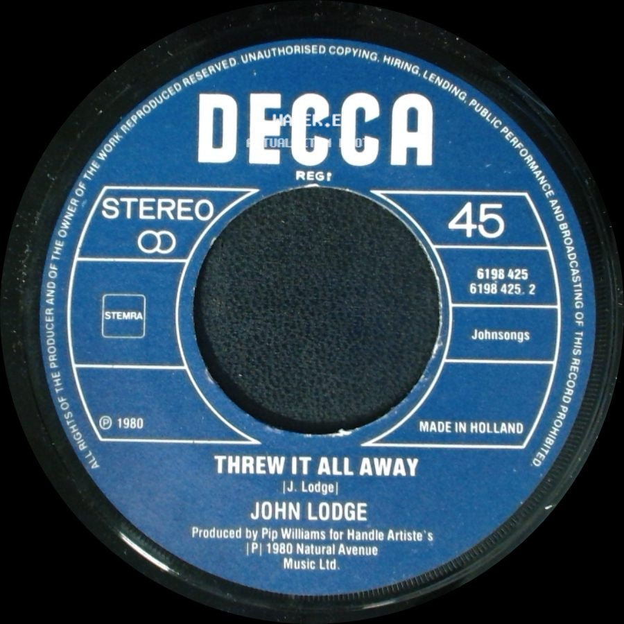 John Lodge - Street Cafe / Threw It All Away side B