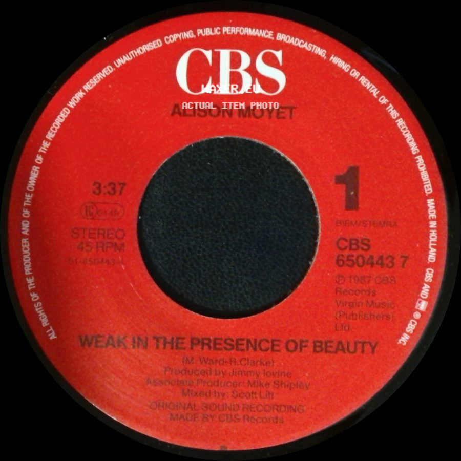 Alison Moyet - Weak In The Presence Of Beauty / To Work On You side A