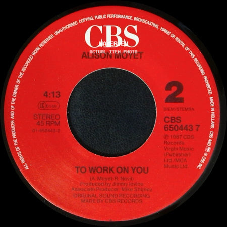 Alison Moyet - Weak In The Presence Of Beauty / To Work On You side B