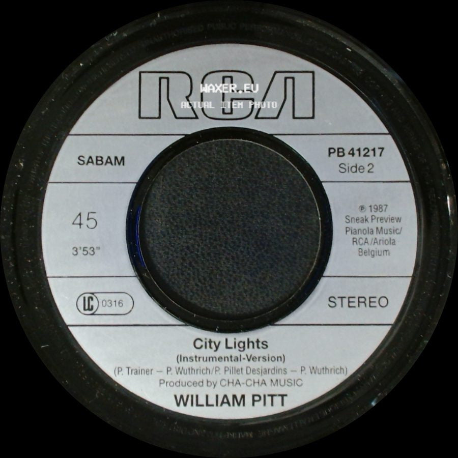 William Pitt - City Lights / City Lights (Instrumental-Version) side B