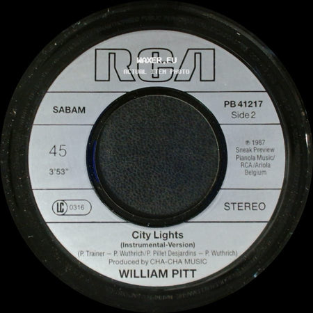 William Pitt - City Lights / City Lights (Instrumental-Version) side B