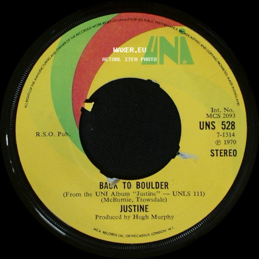 Justine - She Brings The Morning With Her / Back To Boulder side B