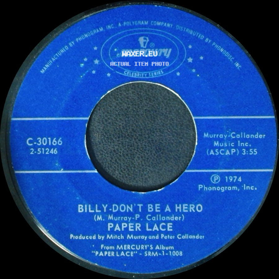 Paper Lace - The Night Chicago Died / Billy-Don't Be A Hero side B