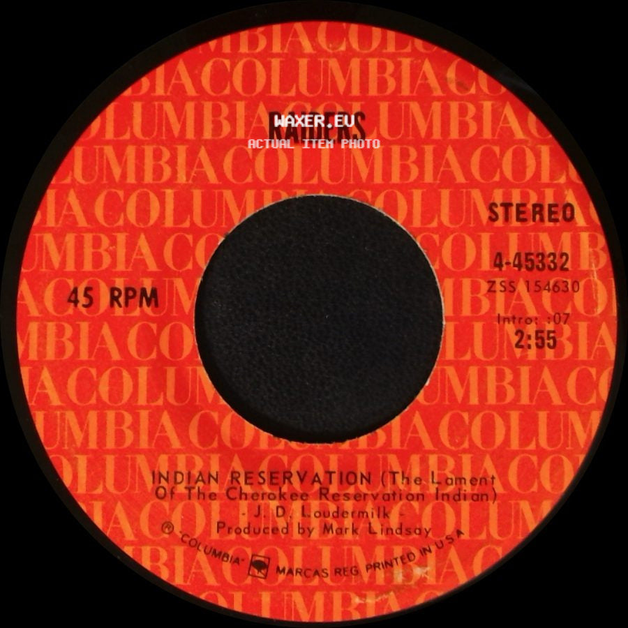 Raiders - Terry's Tune / Indian Reservation (The Lament Of The Cherokee Reservation Indian) side B