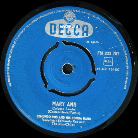 Edmundo Ros And His Rumba Band - Mary Ann / London Is The Place For Me side A