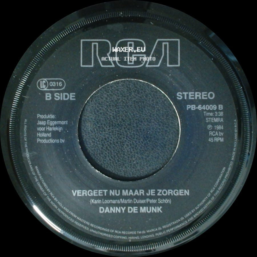 Danny De Munk - Mijn Stad / Vergeet Nu Maar Je Zorgen side B