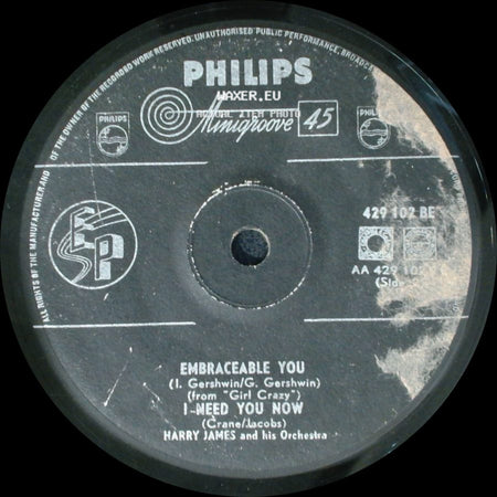 Harry James And His Orchestra - Hernando's Hideaway / Ruby / Embraceable You / I-Need You Now side B