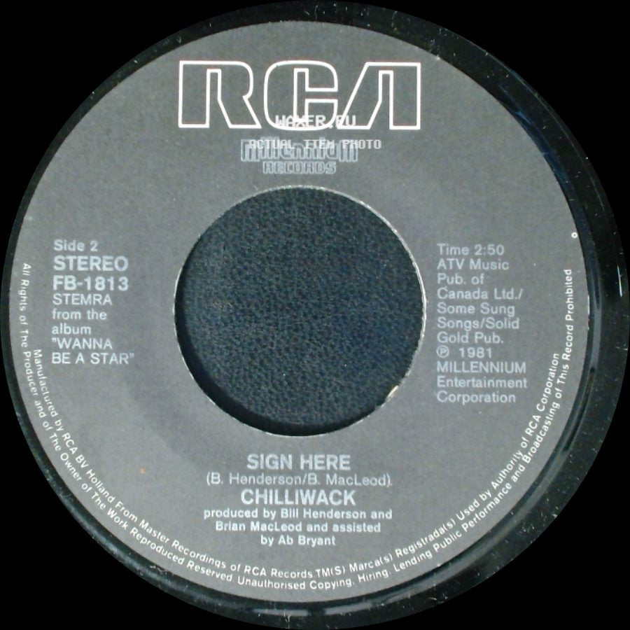 Chilliwack - My Girl (Gone, Gone, Gone) / Sign Here side B