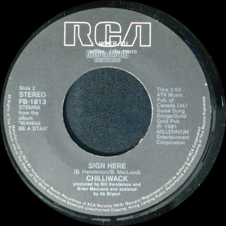 Chilliwack - My Girl (Gone, Gone, Gone) / Sign Here side B