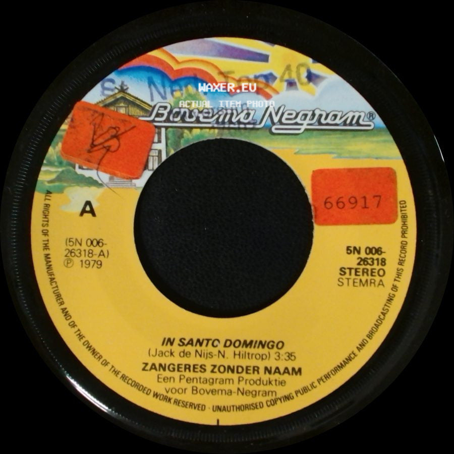 Zangeres Zonder Naam - In Santo Domingo / In Een Gouden Lijstje side A